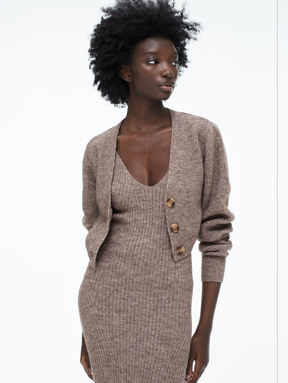 Knit Cardigan and Dress Set - M